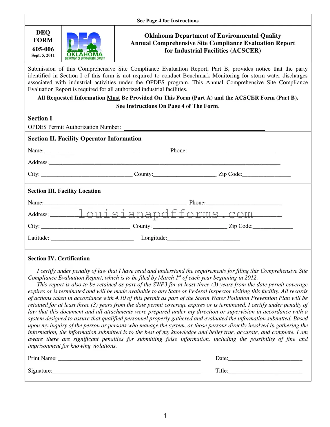 Blank Deq 605 006 PDF Form