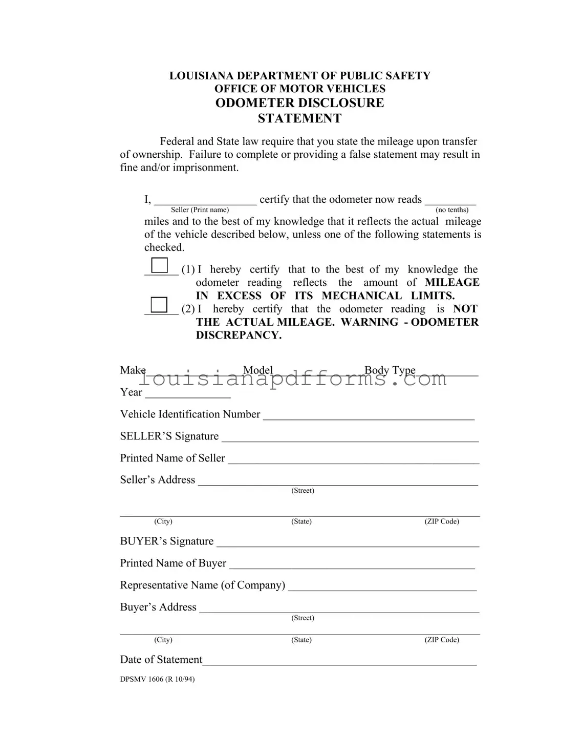 Blank Dpsmv 1606 PDF Form