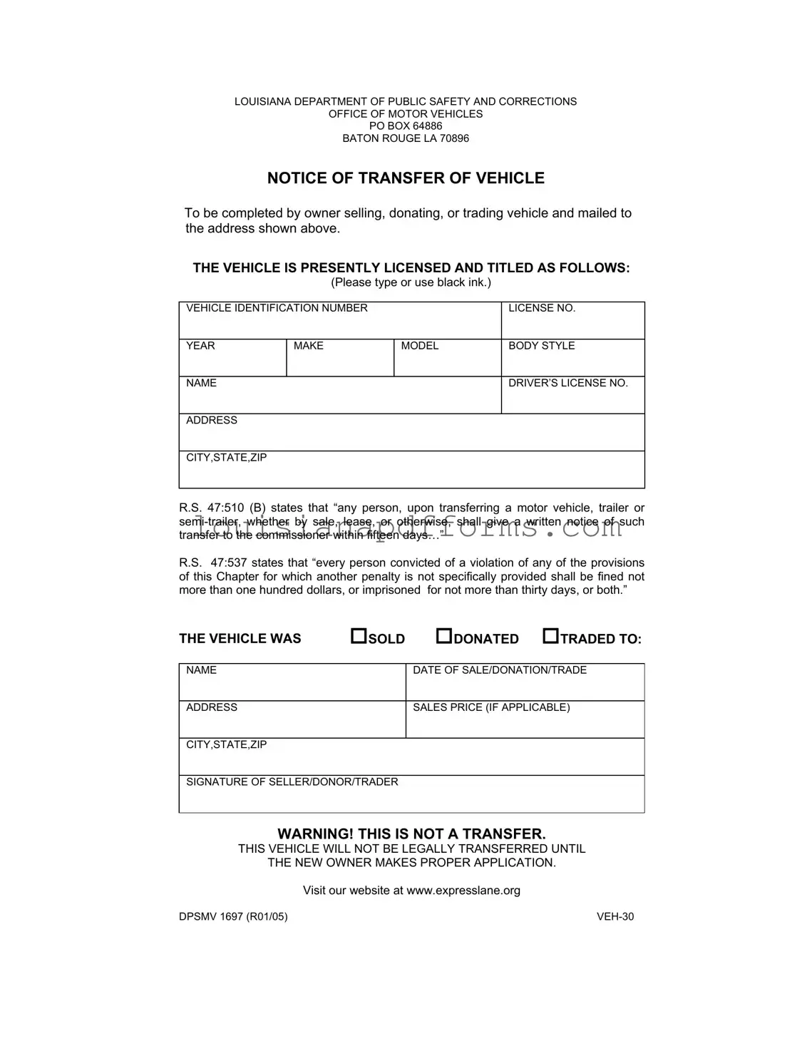 Blank Dpsmv 1697 PDF Form