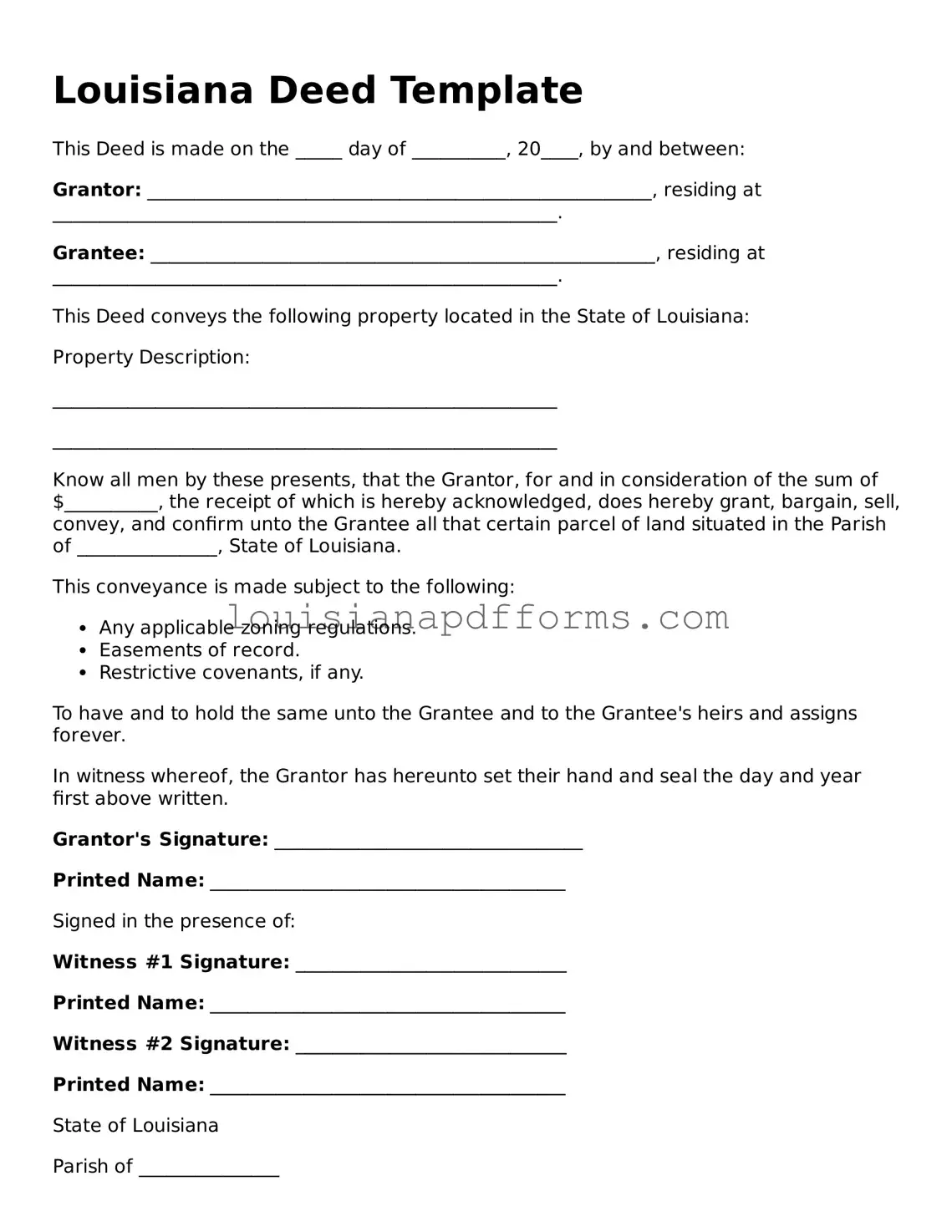 Louisiana Deed Form