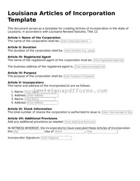Louisiana Articles of Incorporation Form