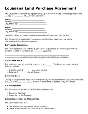 Louisiana Land Purchase Agreement Form