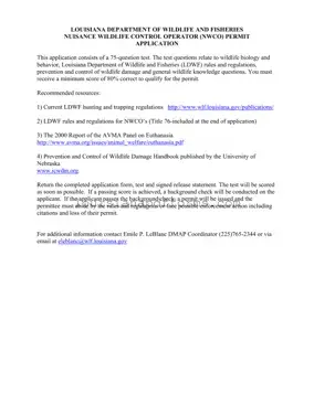 Blank Louisiana Nwco Test PDF Form
