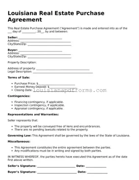 Louisiana Real Estate Purchase Agreement Form