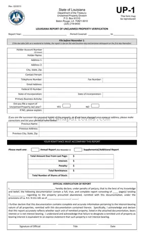 Blank Louisiana Up 1 PDF Form