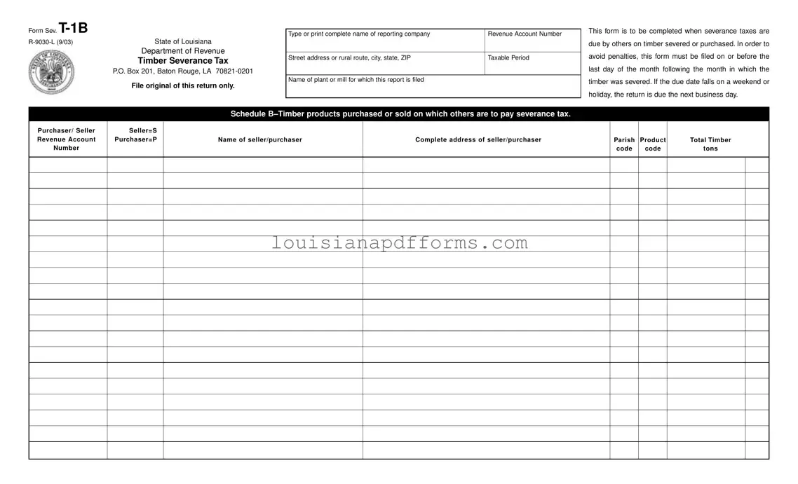 Blank T 1B Louisiana PDF Form